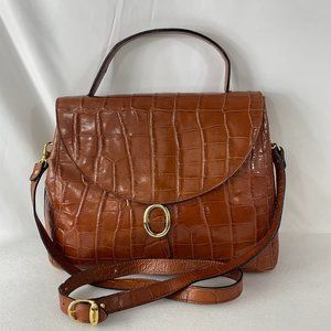 Bettina Brown Croc Print Leather Purse